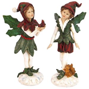 Design Toscano LY710212 4 1/2 Inch Boy and Girl Xmas Pixies, Set of 2