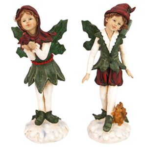 Design Toscano LY710212 4 1/2 Inch Boy and Girl Xmas Pixies, Set of 2