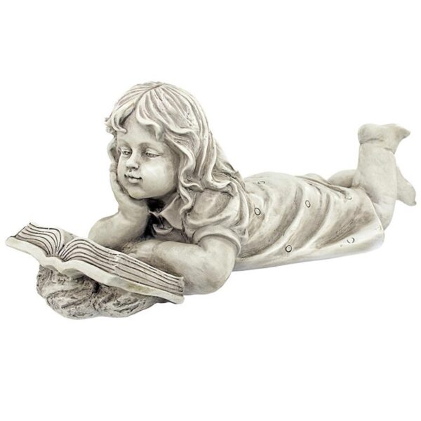 Design Toscano LY718463 21 Inch Backyard Scholar Little Girl Reading Statue