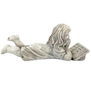 Design Toscano LY718463 21 Inch Backyard Scholar Little Girl Reading Statue