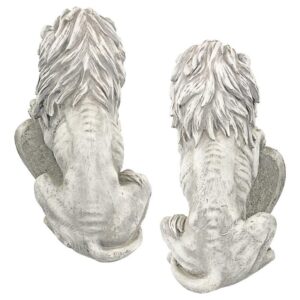 Design Toscano LY937288 9 Inch Classic Lions with Shields Sentry Statues, Set of 2