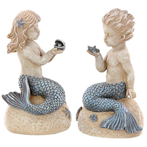 Design Toscano LY97210511 5 1/2 Inch Mergirl and Merboy Statues, Set of 2