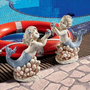 Design Toscano LY9721086 11 Inch Gifts Frm Sea Mermaid Merboy Statues Set