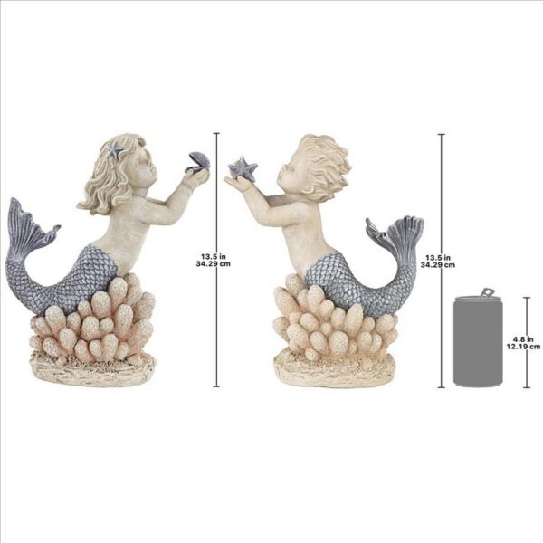 Design Toscano LY9721086 11 Inch Gifts Frm Sea Mermaid Merboy Statues Set