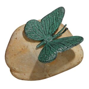 Design Toscano MP7488 6 Inch Emerald Verde Butterfly on Rock Statue