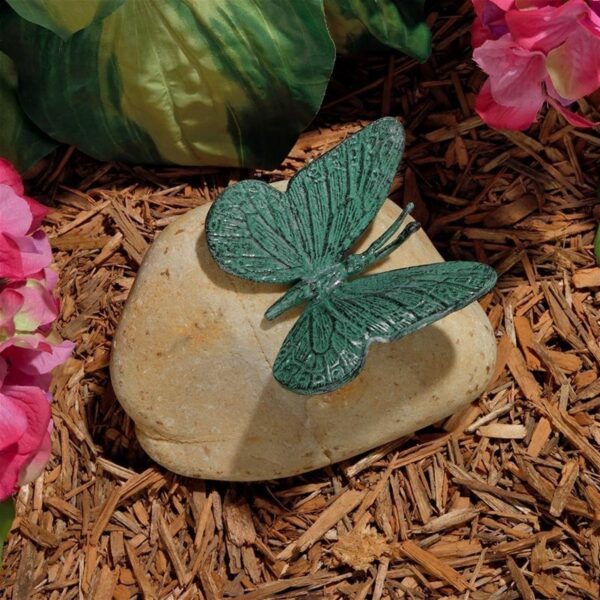 Design Toscano MP7488 6 Inch Emerald Verde Butterfly on Rock Statue