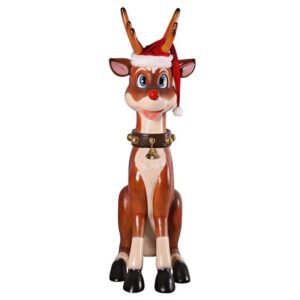 Design Toscano NE140003 40 1/2 Inch Giant Sitting Nosed Reindeer Statue - Red