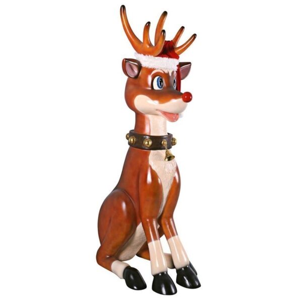 Design Toscano NE140003 40 1/2 Inch Giant Sitting Nosed Reindeer Statue - Red