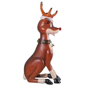 Design Toscano NE140003 40 1/2 Inch Giant Sitting Nosed Reindeer Statue - Red