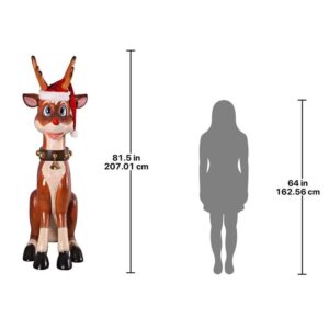 Design Toscano NE140003 40 1/2 Inch Giant Sitting Nosed Reindeer Statue - Red