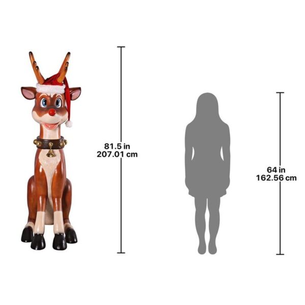 Design Toscano NE140003 40 1/2 Inch Giant Sitting Nosed Reindeer Statue - Red