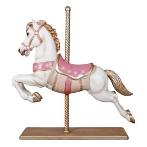 Design Toscano NE1602069 53 1/2 Inch Carousel Horse - White and Pink