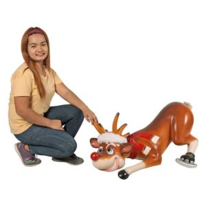 Design Toscano NE170078 38 Inch Funny Reindeer Skating