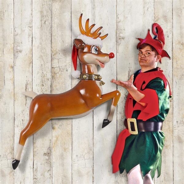 Design Toscano NE170109 40 Inch Santa's Red Nosed Reindeer Wall Sculpture