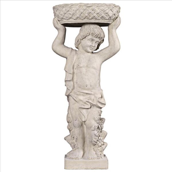 Design Toscano NE2101295 17 1/2 Inch Young Bacchus with Basket Planter Garden Statue - Left