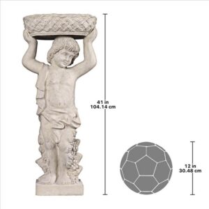 Design Toscano NE2101295 17 1/2 Inch Young Bacchus with Basket Planter Garden Statue - Left