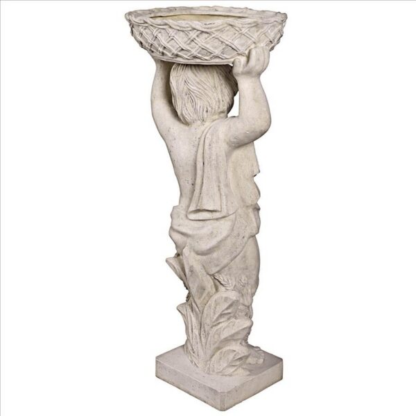 Design Toscano NE2101295 17 1/2 Inch Young Bacchus with Basket Planter Garden Statue - Left