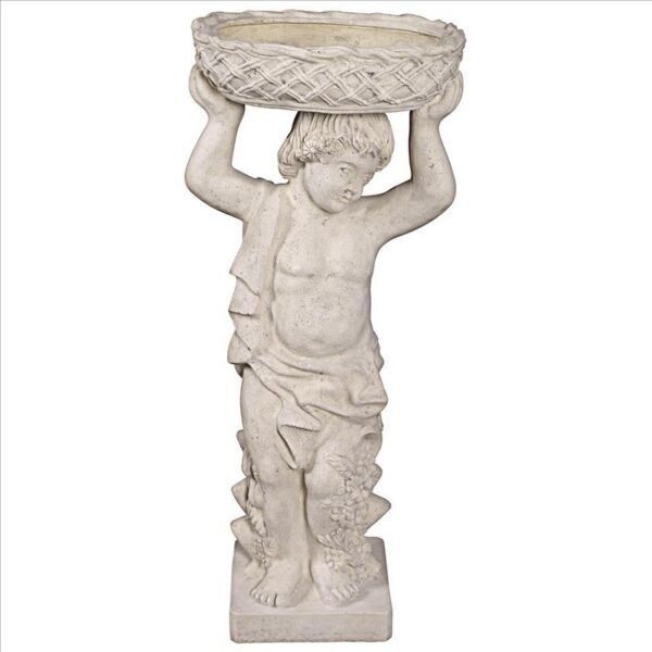 Design Toscano NE2101295 17 1/2 Inch Young Bacchus with Basket Planter Garden Statue - Left