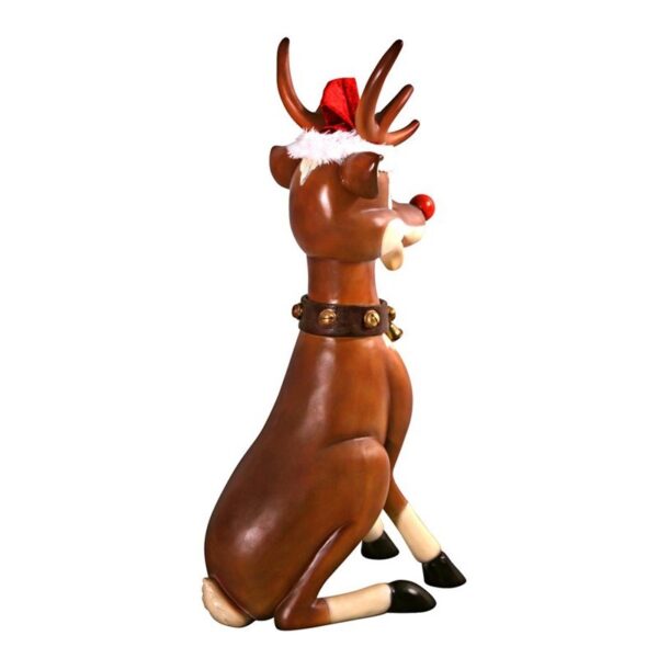 Design Toscano NE80087 24 Inch Large Sitting Red Nosed Reindeer Statue