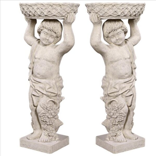 Design Toscano NE9210129 17 1/2 Inch Young Bacchus Planters Statues Set Two