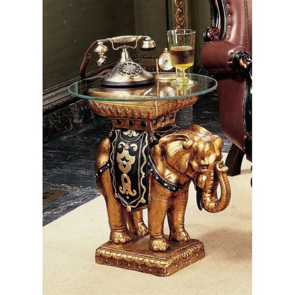 Design Toscano NG30585 19 1/2 Inch Maharajah Golden Elephant Table