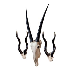 Design Toscano NG99321 8 Inch Kudu and 1 Gemsbok Trophies, Set of 2