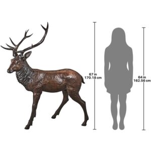 Design Toscano PB1096 62 Inch Standing Buck Deer Statue - Bronze