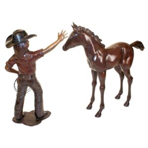 Design Toscano PB91051 Little Cowgirl with Foal Set