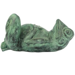 Design Toscano PN57942 9 Inch Spitting Lazy Frog Verdi Statue - Brozne