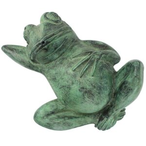 Design Toscano PN57942 9 Inch Spitting Lazy Frog Verdi Statue - Brozne