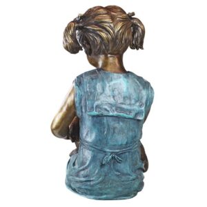 Design Toscano PN6341 13 Inch Sitting Savannah Girl with Dog - Bronze