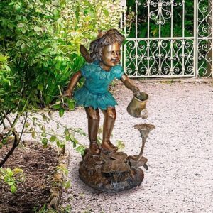 Design Toscano PN6641 19 1/2 Inch Francine Fairy Gardener Statue - Bronze