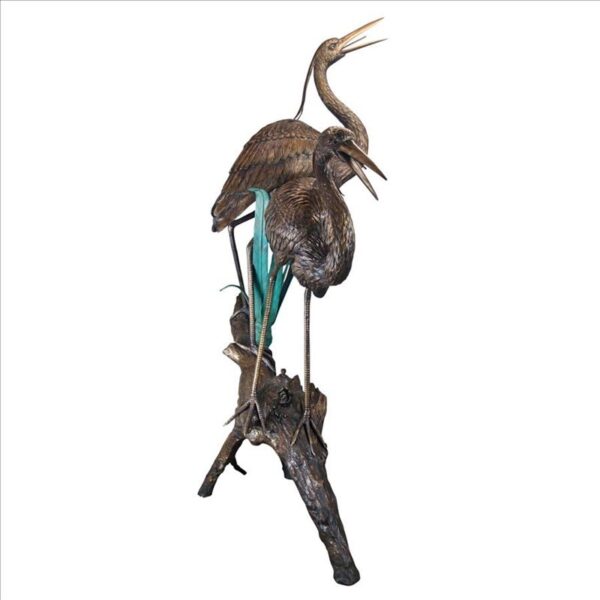 Design Toscano PN6805 57 1/2 Inch Two Herons on a Log Statue - Bronze