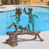 Design Toscano PN7064 68 Inch The Adventure Boy and Girl on a Log - Bronze