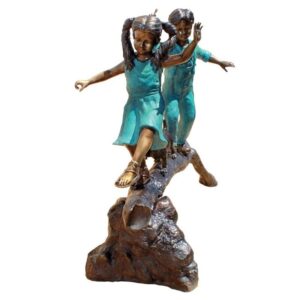 Design Toscano PN7064 68 Inch The Adventure Boy and Girl on a Log - Bronze