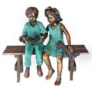 Design Toscano PN7303 42 1/2 Inch Read to Me Boy and Girl Statue - Bronze