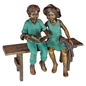 Design Toscano PN7303 42 1/2 Inch Read to Me Boy and Girl Statue - Bronze