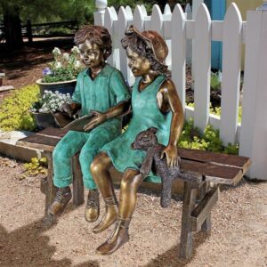 Design Toscano PN7303 42 1/2 Inch Read to Me Boy and Girl Statue - Bronze