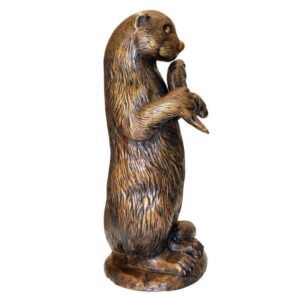 Design Toscano PN7383 12 1/2 Inch Standing Otter with Fish Statue - Bronze