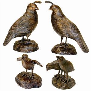 Design Toscano PN96677 5 1/2 Inch Quail Statues, Set of Four - Bronze