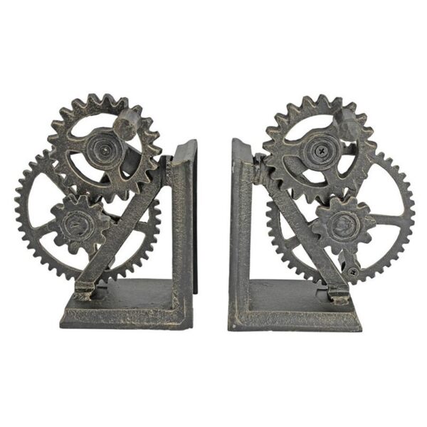 Design Toscano QH9631 15 1/2 Inch Industrial Gear Iron Bookends