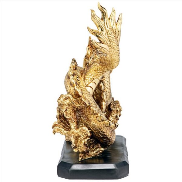 Design Toscano QL1196 15 1/2 Inch Emperor S Golden Dragon Asian Statue