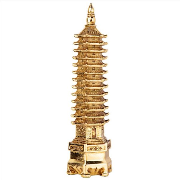 Design Toscano QL1316 4 Inch Golden Wen Chang Asian Pagoda Tower Statue