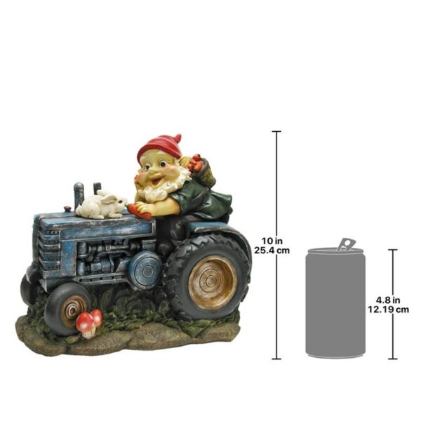 Design Toscano QL1530256 12 Inch Bunny on Board Tractor Gnome Statue