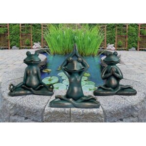 Design Toscano QL180583 14 Inch Yoga Frog Statues, Set of 3