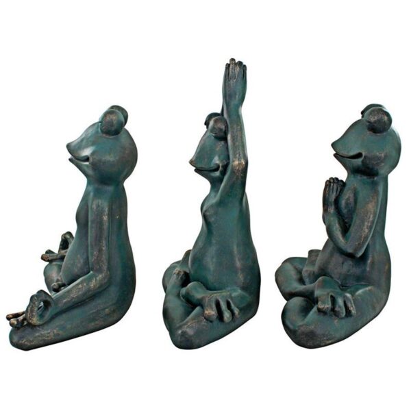 Design Toscano QL180583 14 Inch Yoga Frog Statues, Set of 3