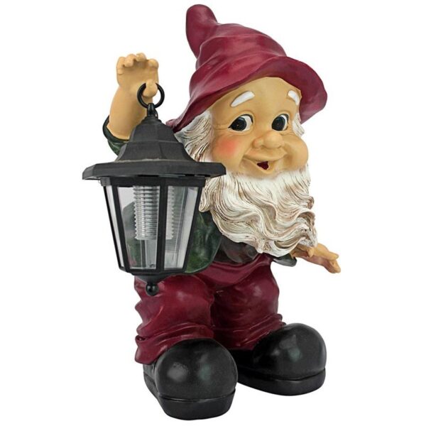 Design Toscano QL30314 11 Inch Edison with Solar Lantern Gnome Statue