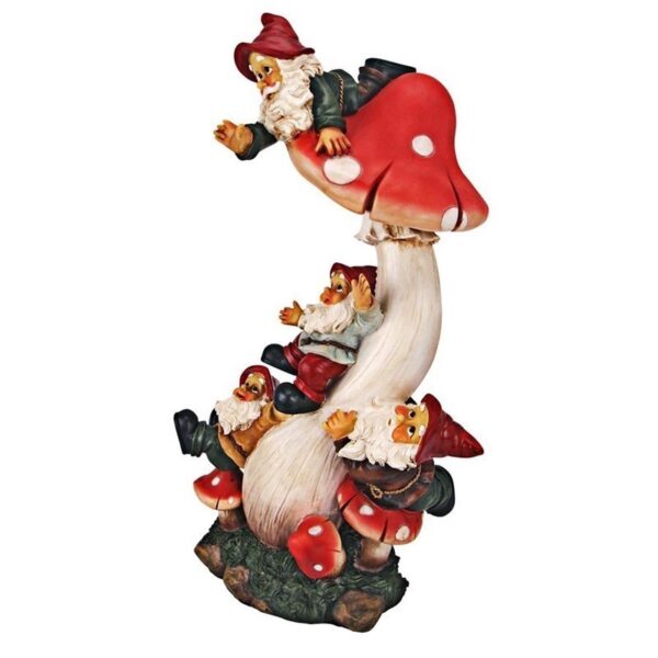 Design Toscano QL3612 10 1/2 Inch Topsy Turvy Garden Gnomes on Mushroom