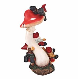 Design Toscano QL3612 10 1/2 Inch Topsy Turvy Garden Gnomes on Mushroom