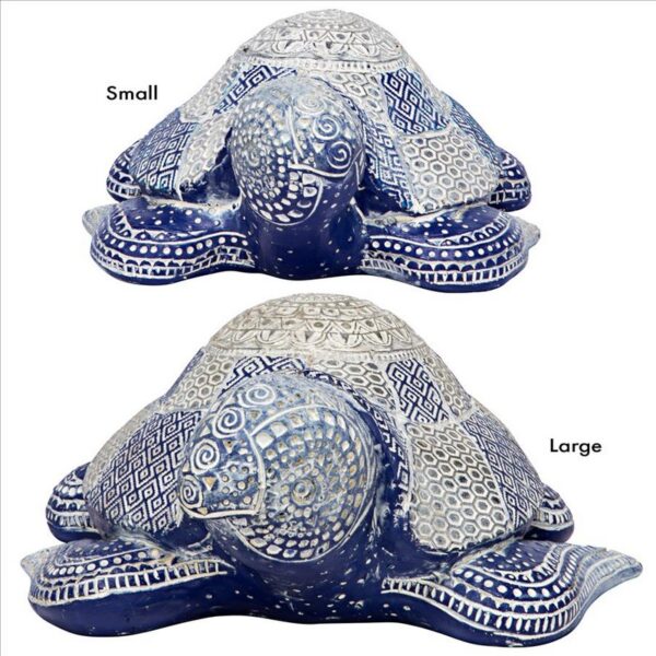 Design Toscano QL60102 8 1/2 Inch Peace Harmony Blue Sea Turtle Statue Set